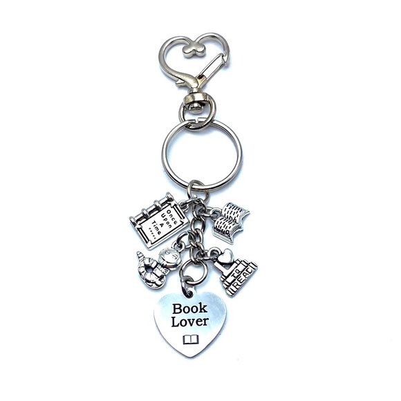 Book Lover Keychain Bag Charm Book Club Avid Read May Be Personalized - Picture 4 of 8